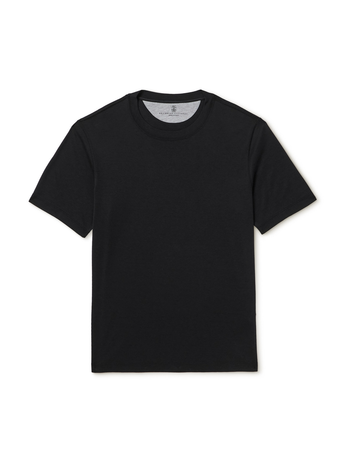 Brunello Cucinelli Silk And Cotton-blend Jersey T-shirt In Black