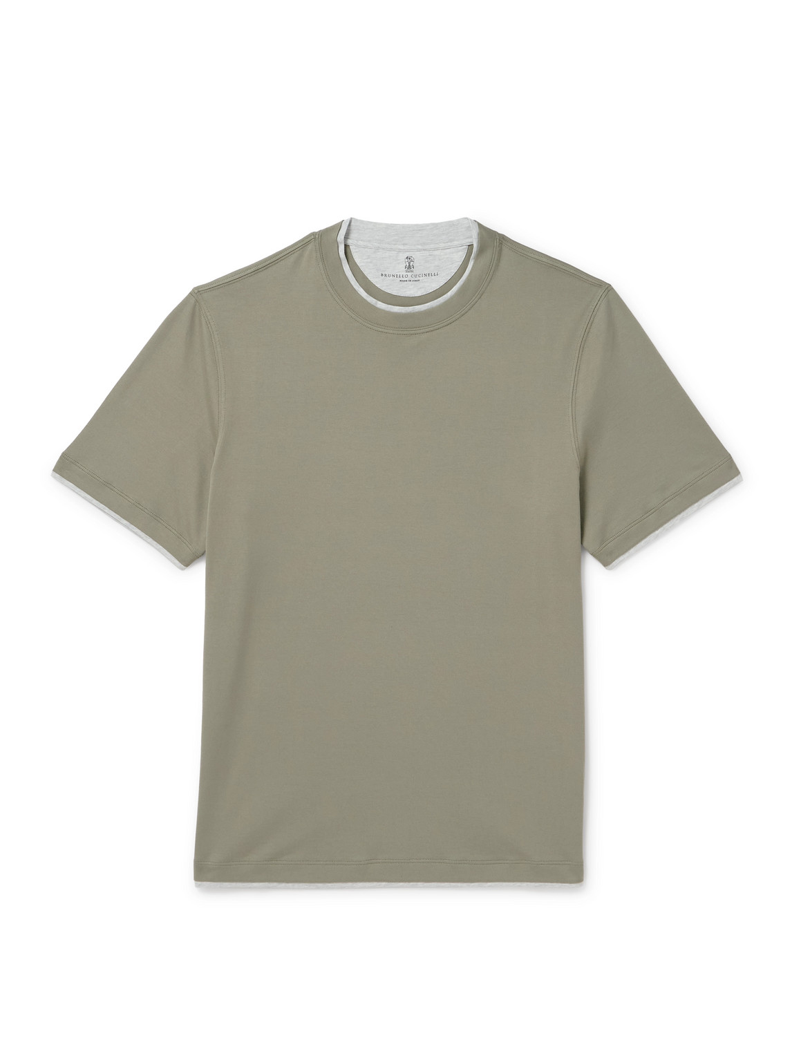 Brunello Cucinelli Layered Cotton-jersey T-shirt In Green