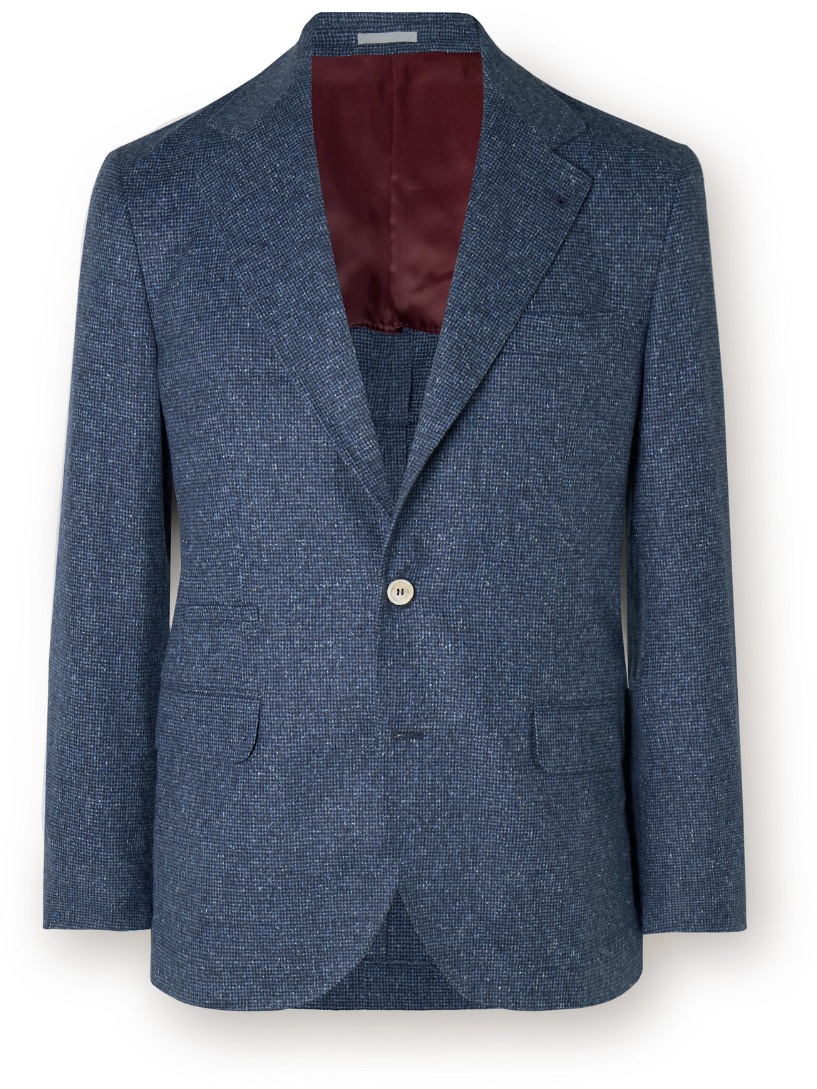 Brunello Cucinelli Silk, Wool And Cashmere-blend Tweed Suit Jacket In Blue