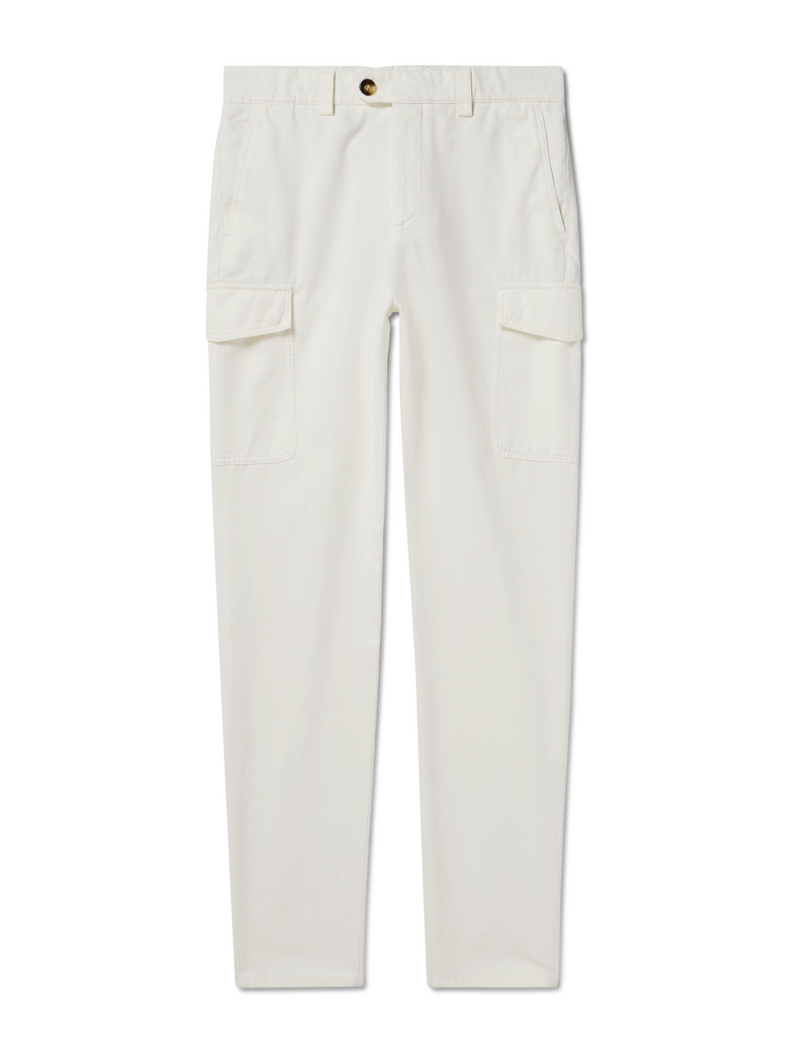 Brunello Cucinelli Straight-leg Cotton-twill Cargo Trousers In White