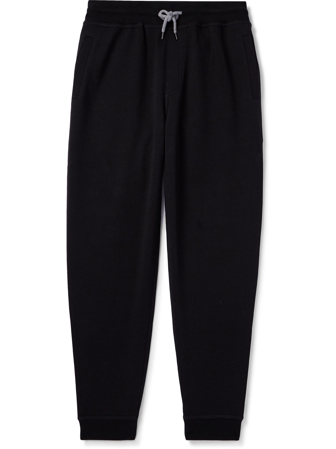 Brunello Cucinelli Tapered Cotton-blend Jersey Sweatpants In Black