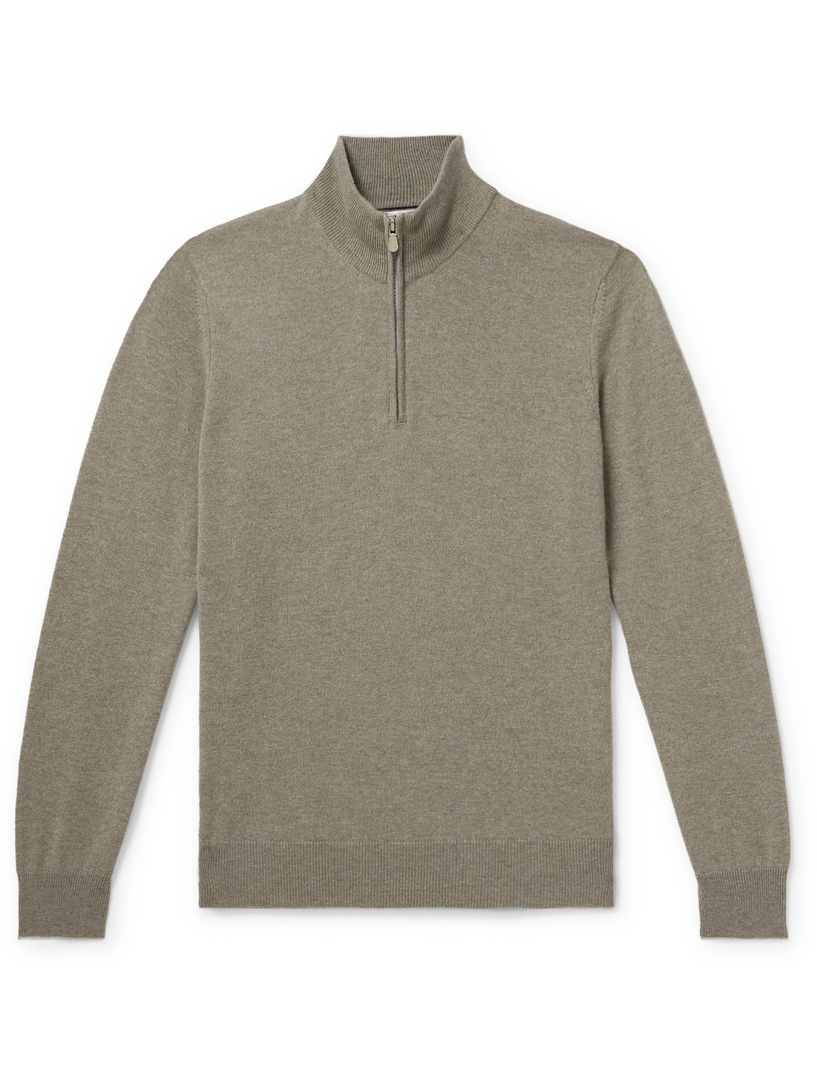 Brunello Cucinelli Cashmere Half-zip Sweater In Green