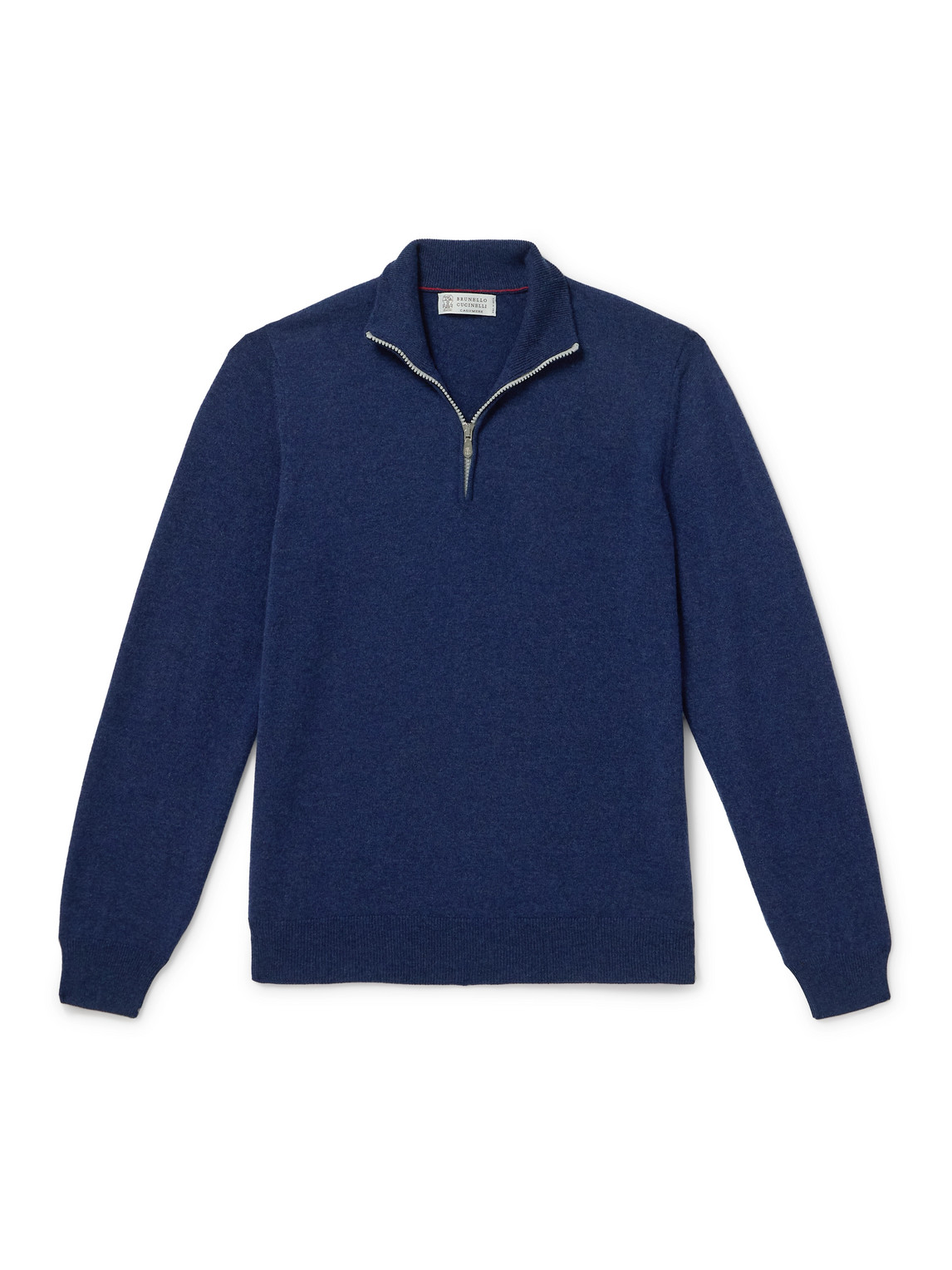 Brunello Cucinelli Cashmere Half-zip Sweater In Blue