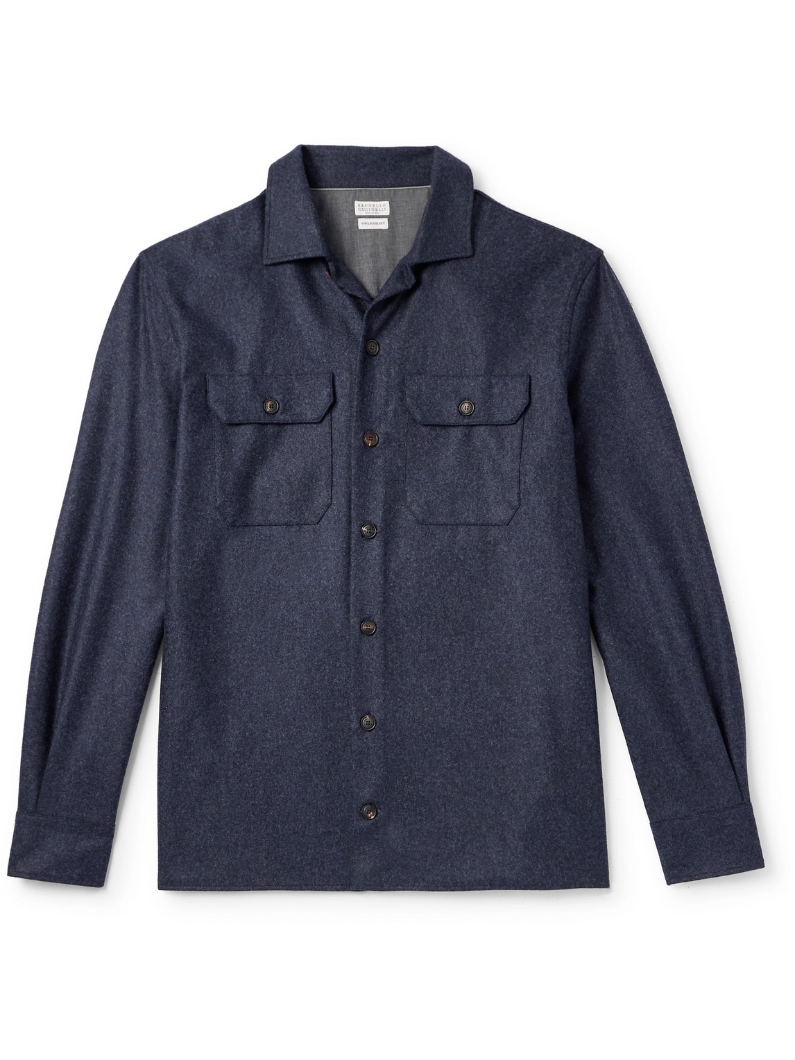 Brunello Cucinelli Brushed Wool Overshirt In Blue