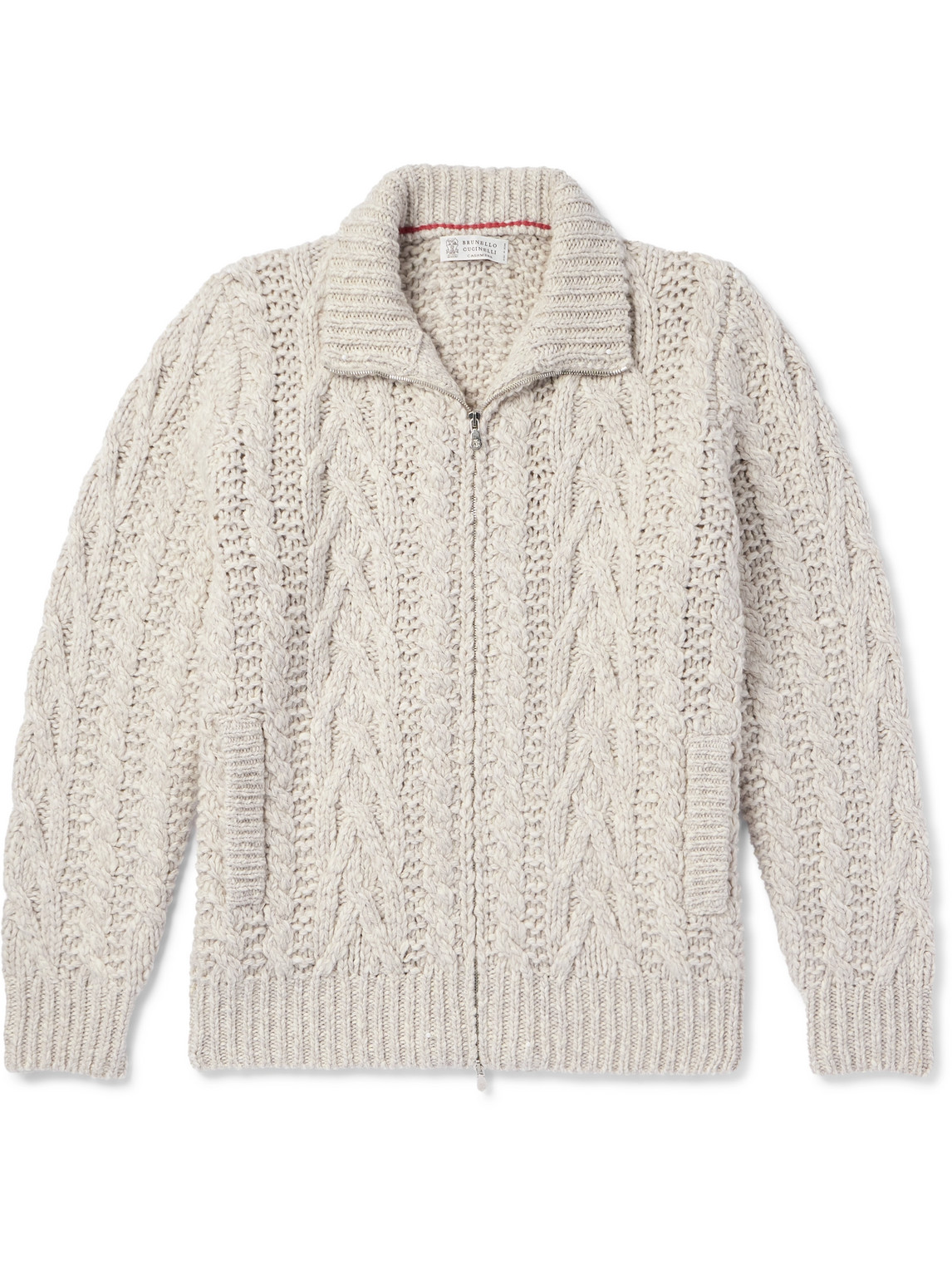 Brunello Cucinelli Cable-knit Wool And Cashmere-blend Zip-up Cardigan In Unknown