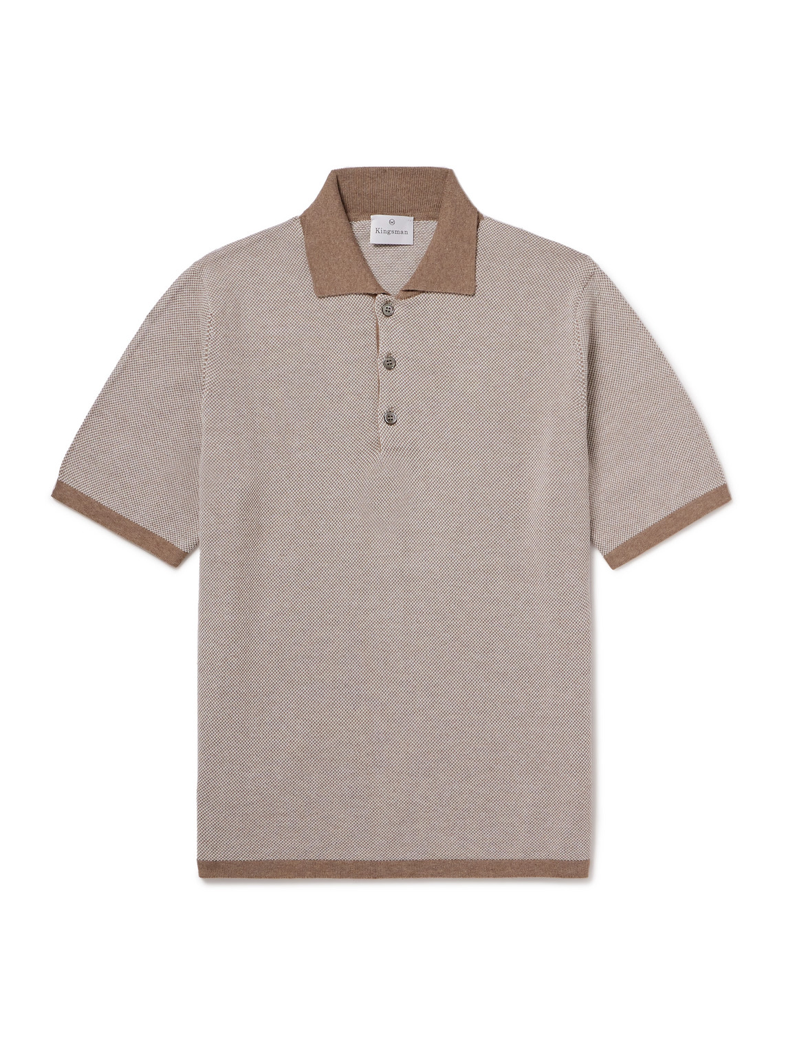 Kingsman Birdseye Cotton Polo Shirt In Brown