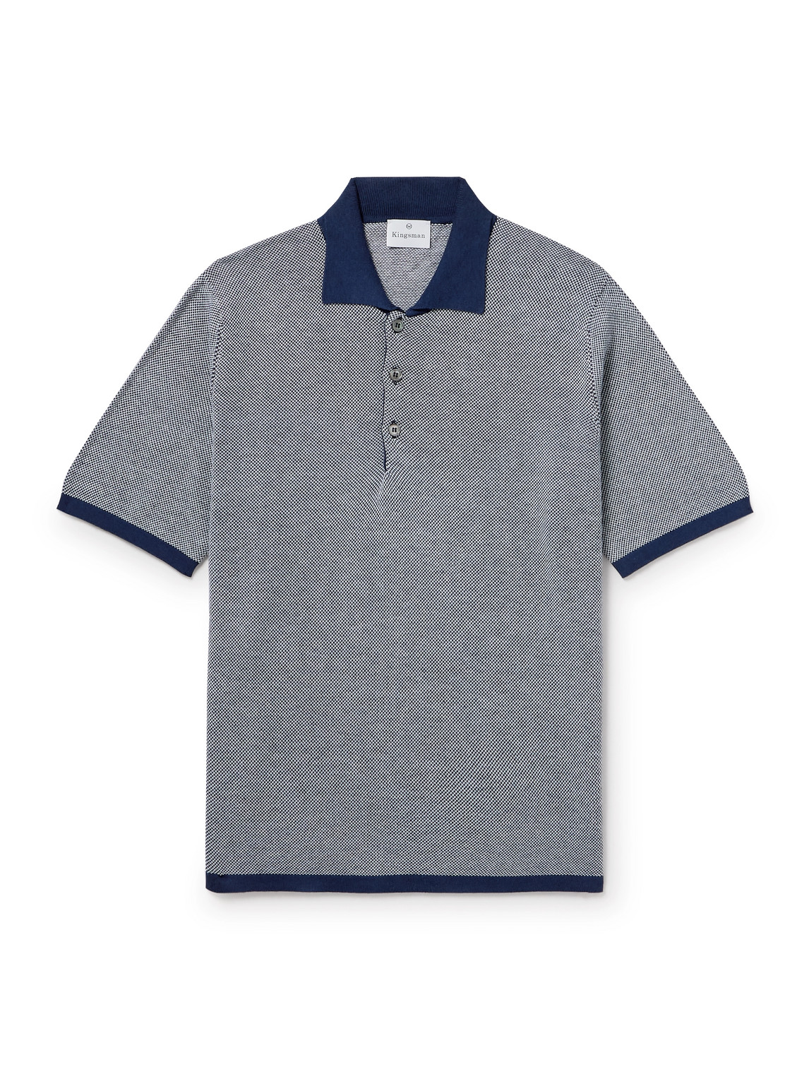 Shop Kingsman Birdseye Cotton Polo Shirt In Blue