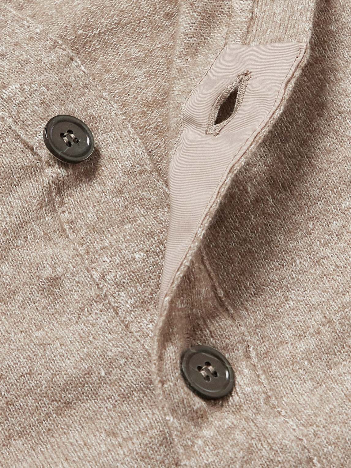 Shop Kingsman Cashmere And Linen-blend Cardigan In Neutrals