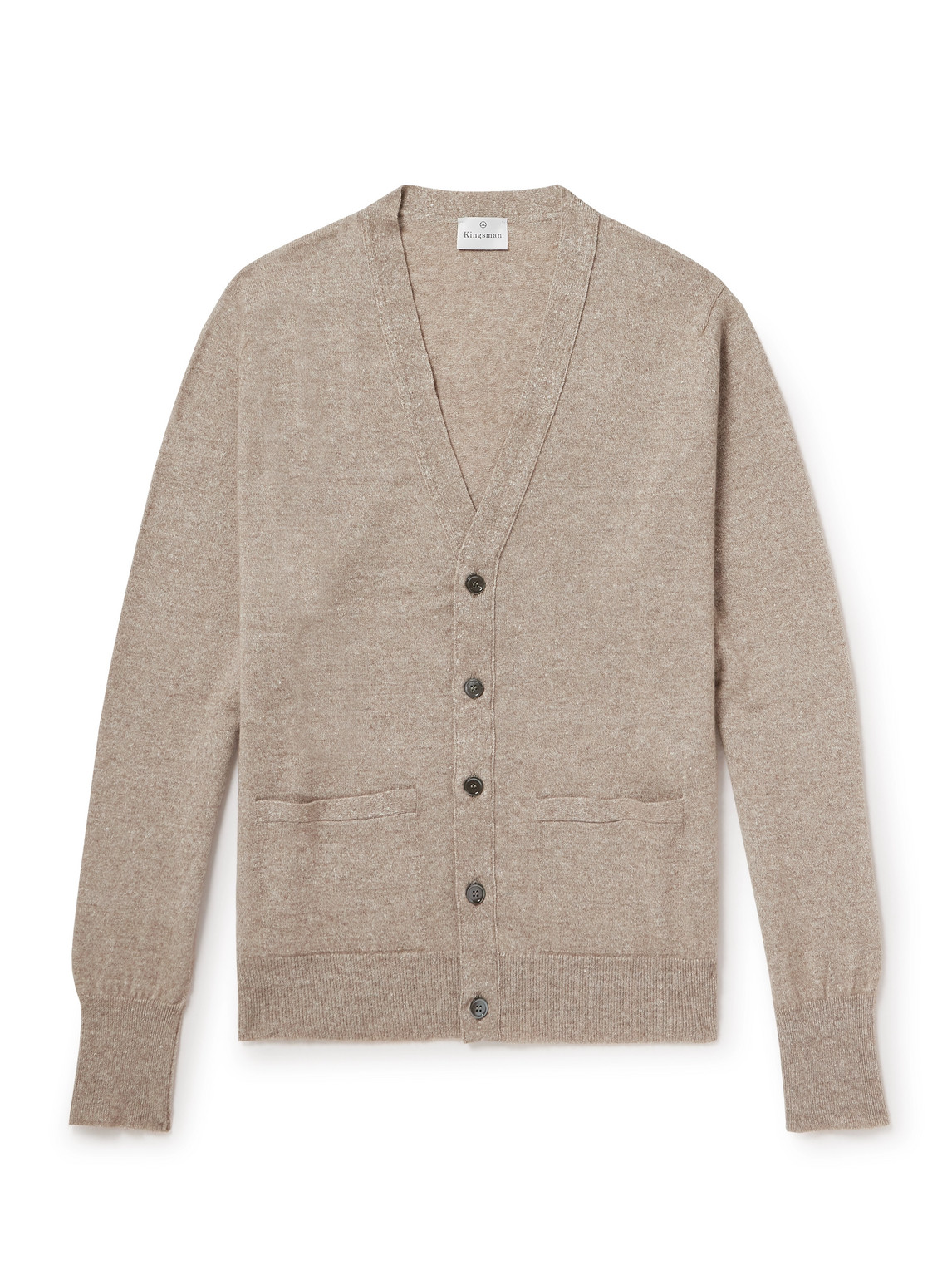 Kingsman Cashmere And Linen-blend Cardigan In Neutrals