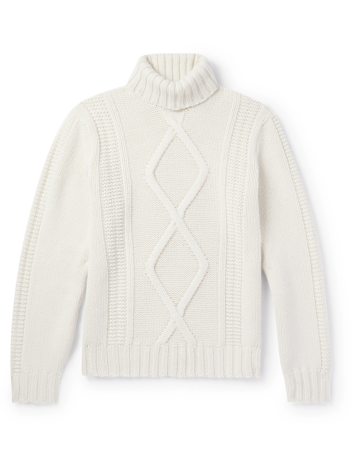 Brunello Cucinelli Cable-knit Cashmere Rollneck Sweater In White