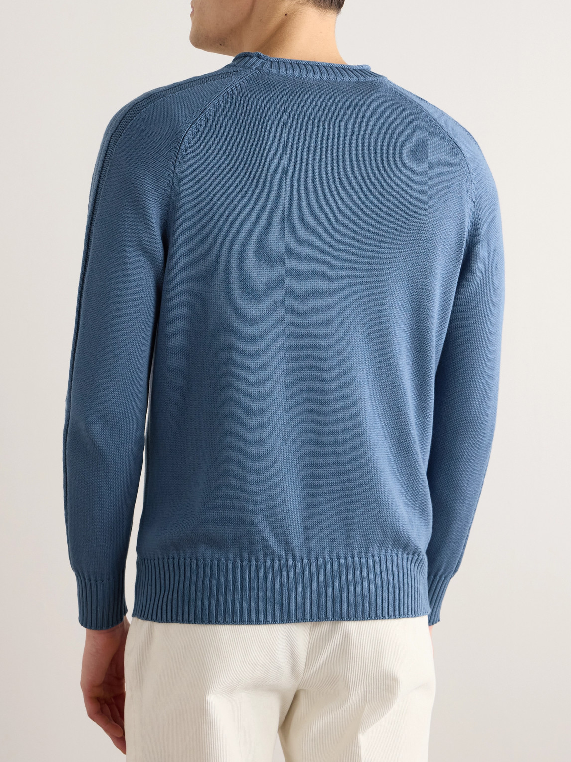 Shop Brunello Cucinelli Argyle Cotton Sweater In Blue