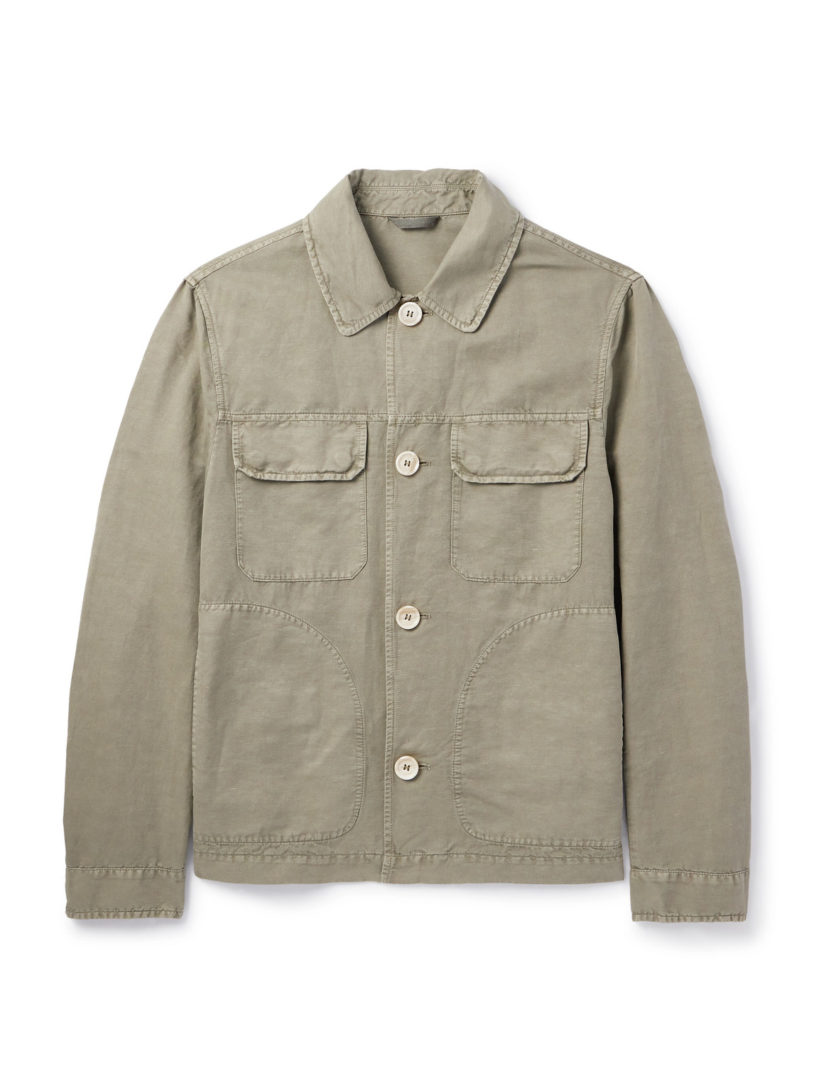 Brunello Cucinelli Linen And Cotton-blend Gabardine Overshirt In Brown