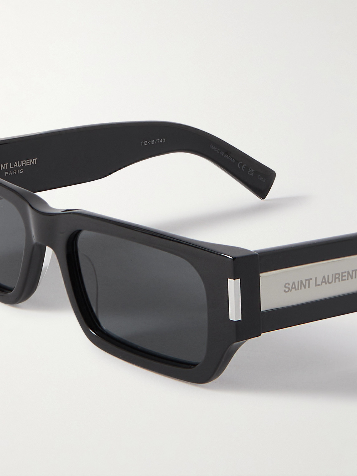 Shop Saint Laurent New Wave Rectangular-frame Acetate Sunglasses In Black