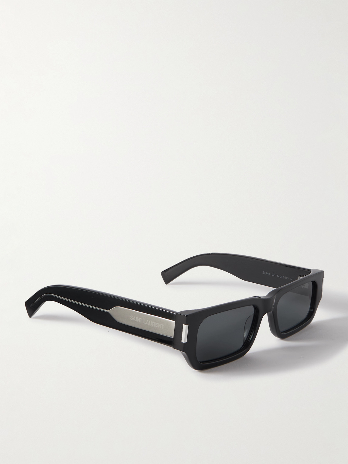 Shop Saint Laurent New Wave Rectangular-frame Acetate Sunglasses In Black