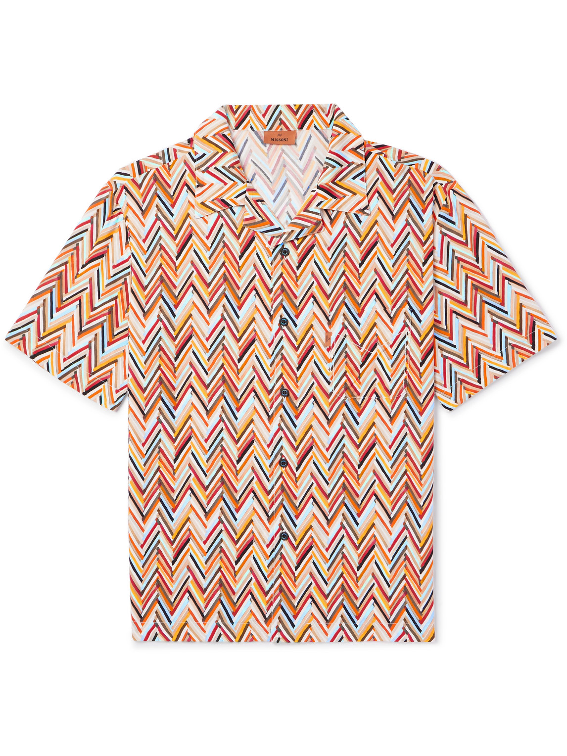 Missoni Camp-collar Printed Woven Shirt In Orange