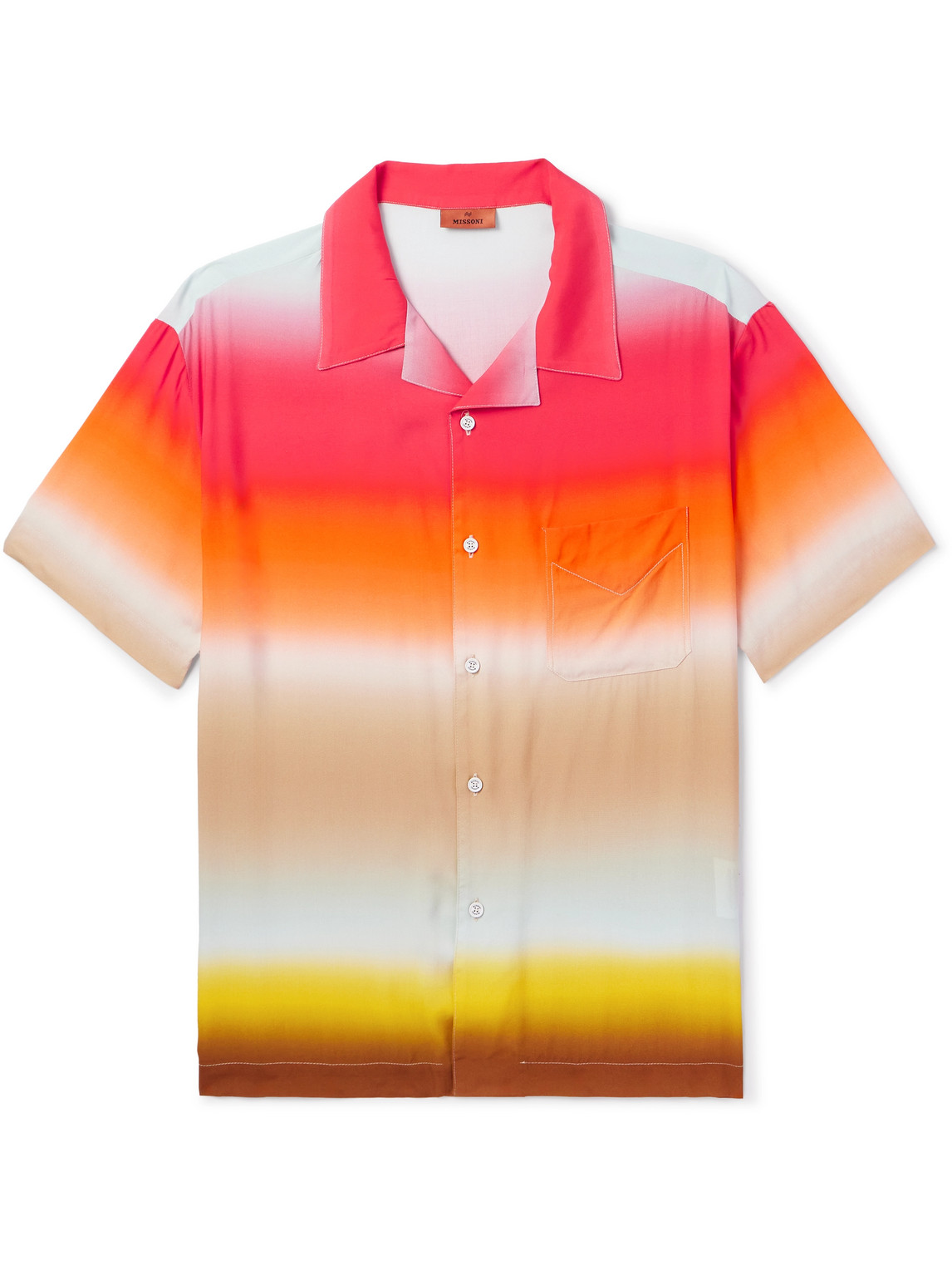 Missoni Camp-collar Ombré Striped Voile Shirt In Orange