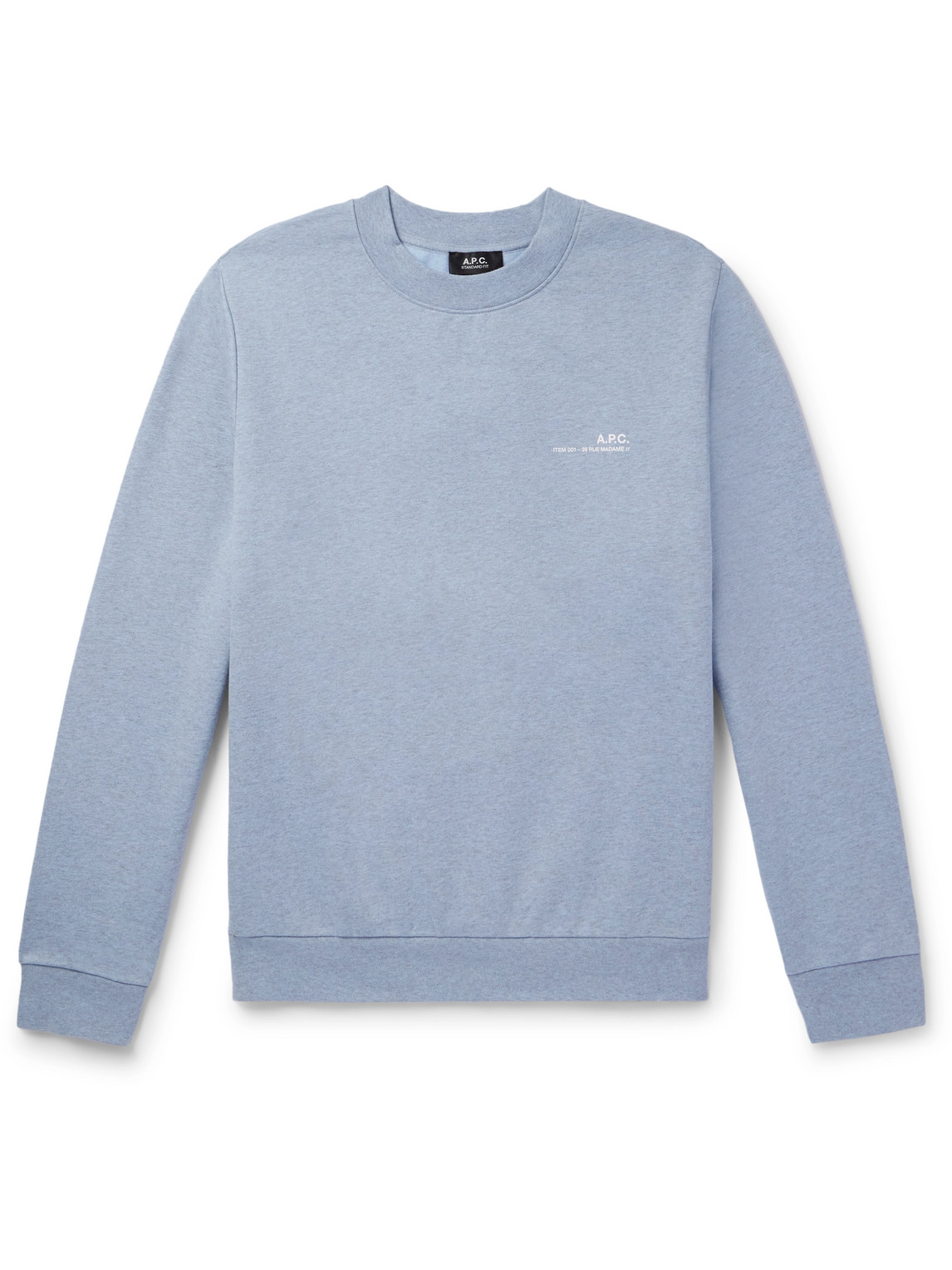 Apc Item Logo-print Cotton-blend Jersey Sweatshirt In Blue