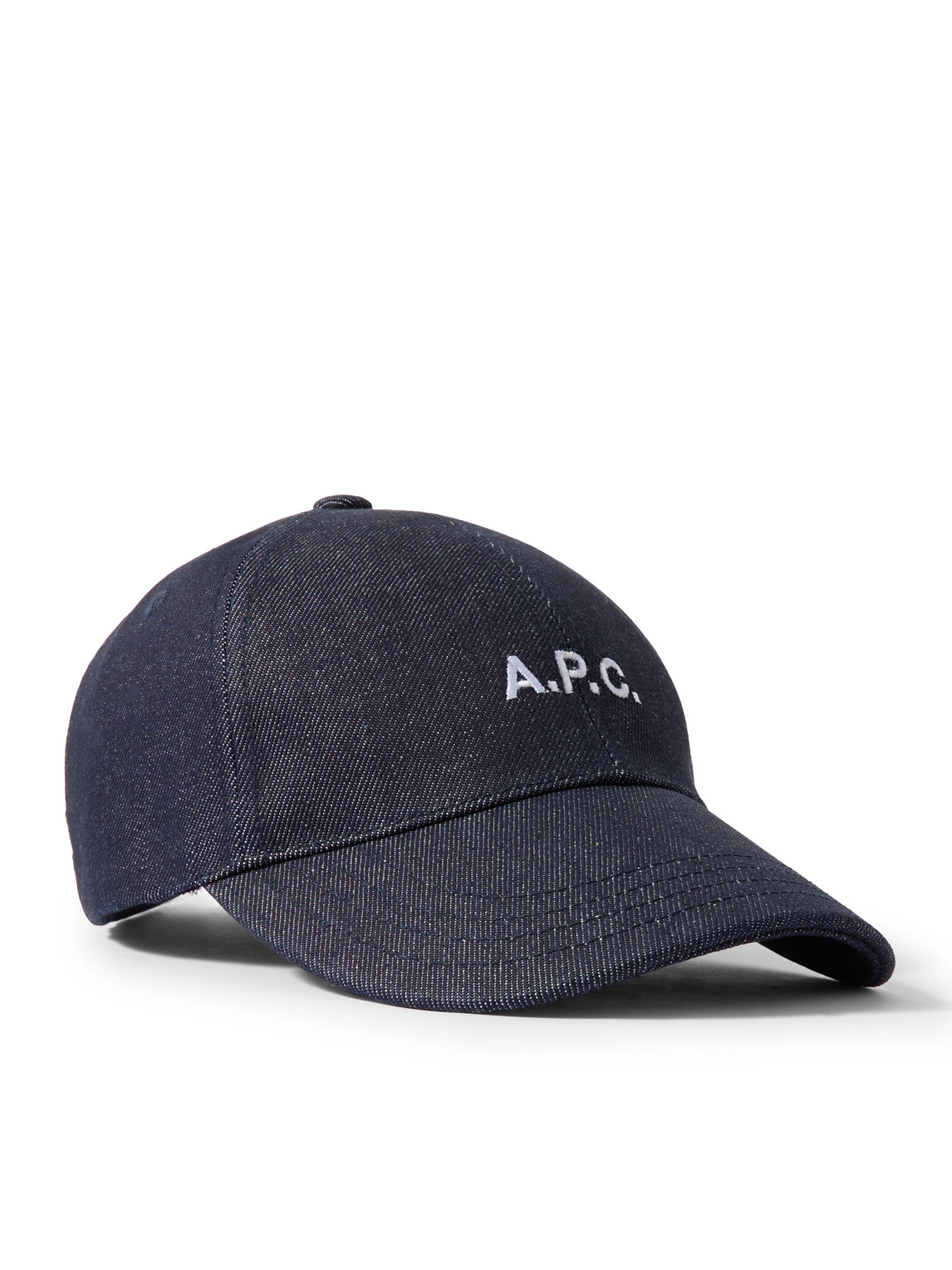 Shop Apc Charlie Logo-embroidered Denim Baseball Cap In Blue