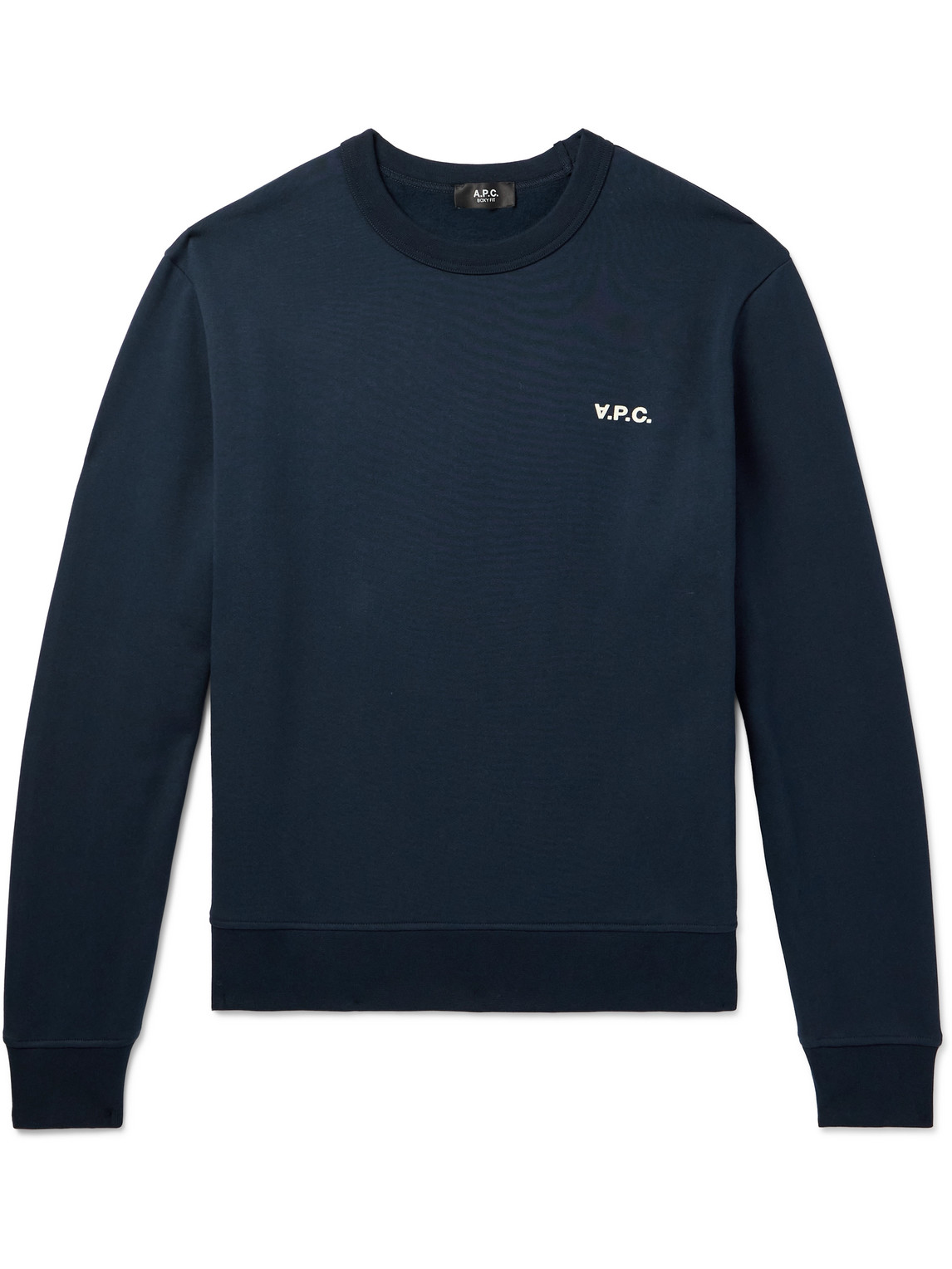 Apc Logo-print Organic Cotton-jersey Sweatshirt In Blue