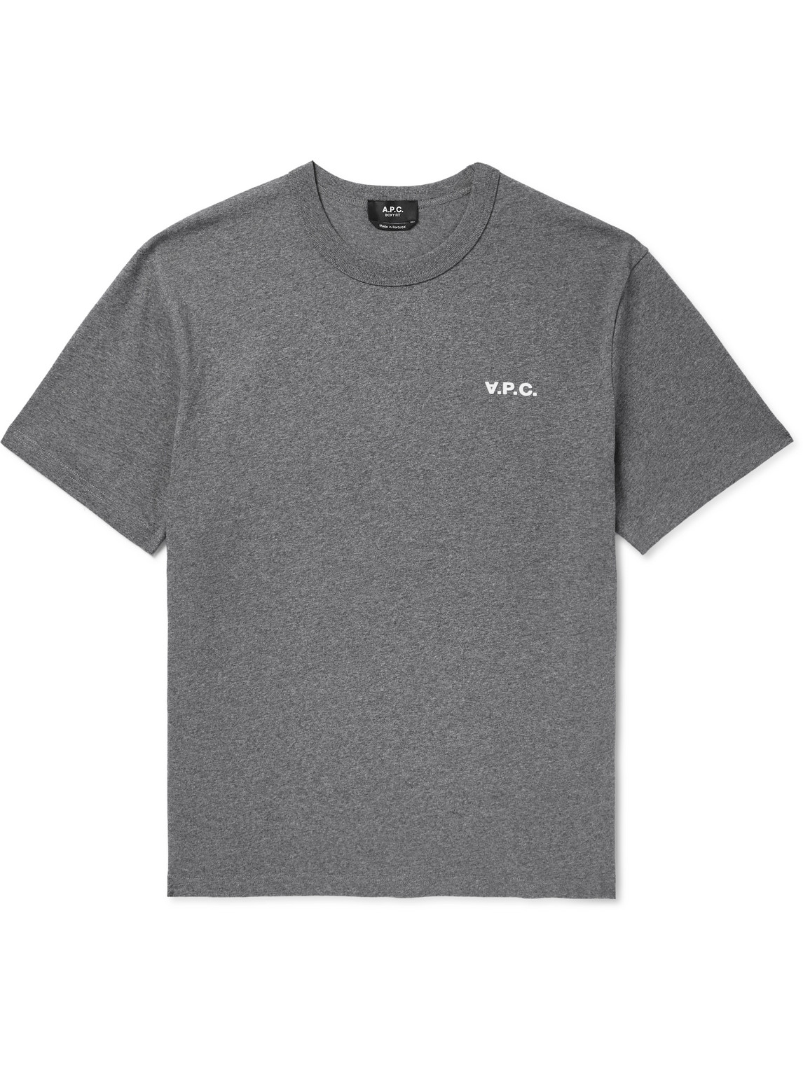 Apc Logo-flocked Cotton-jersey T-shirt In Gray