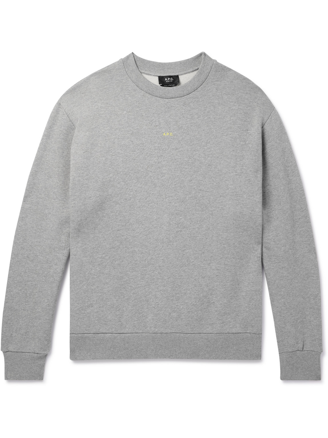 Apc Logo-print Organic Cotton-jersey Sweatshirt In Gray