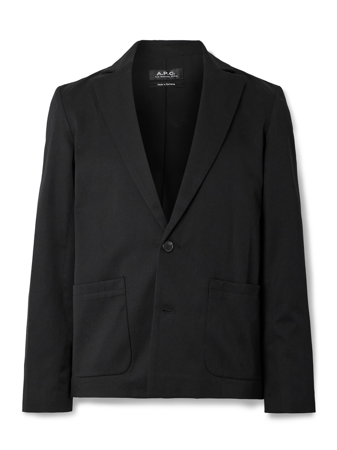 Apc Luc Unstructured Wool And Cotton-blend Twill Suit Jacket In Black