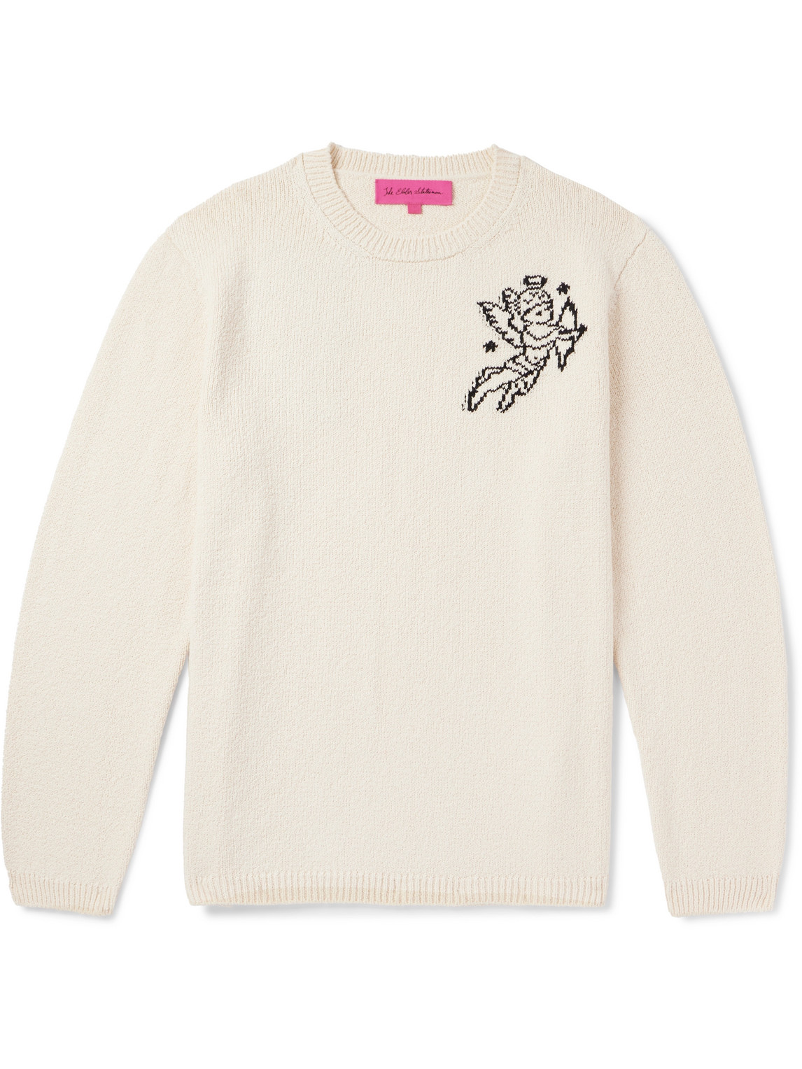 The Elder Statesman Cotton-jacquard Sweater In Neutrals