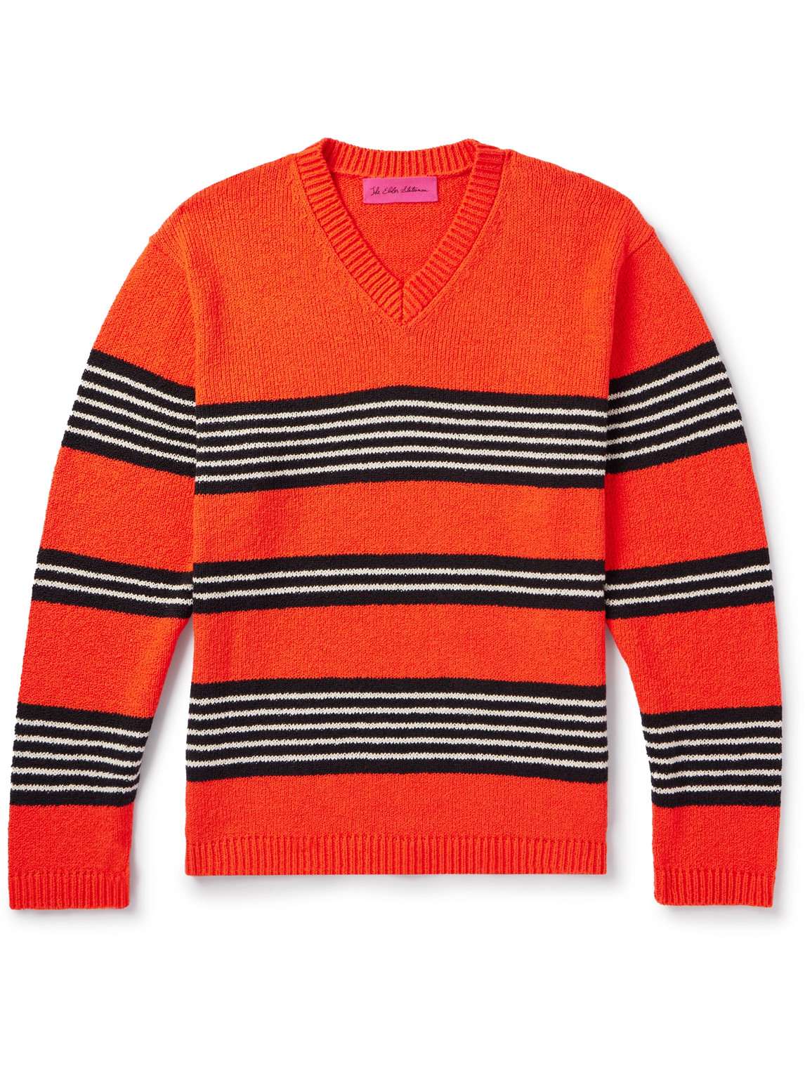 The Elder Statesman Nora Striped Cotton Sweater In Red