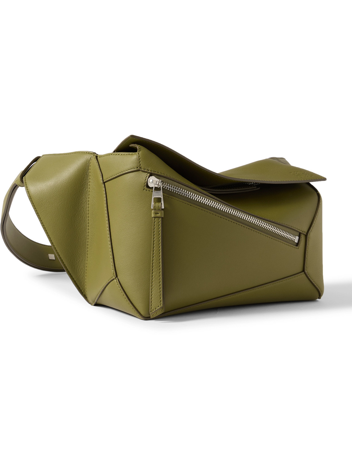 Loewe Puzzle Edge Small Leather Belt Bag In Green