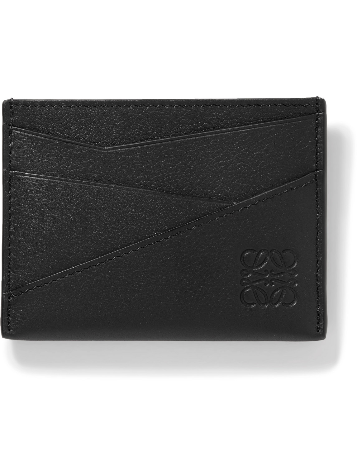 Loewe Puzzle Edge Logo-debossed Leather Cardholder In Black