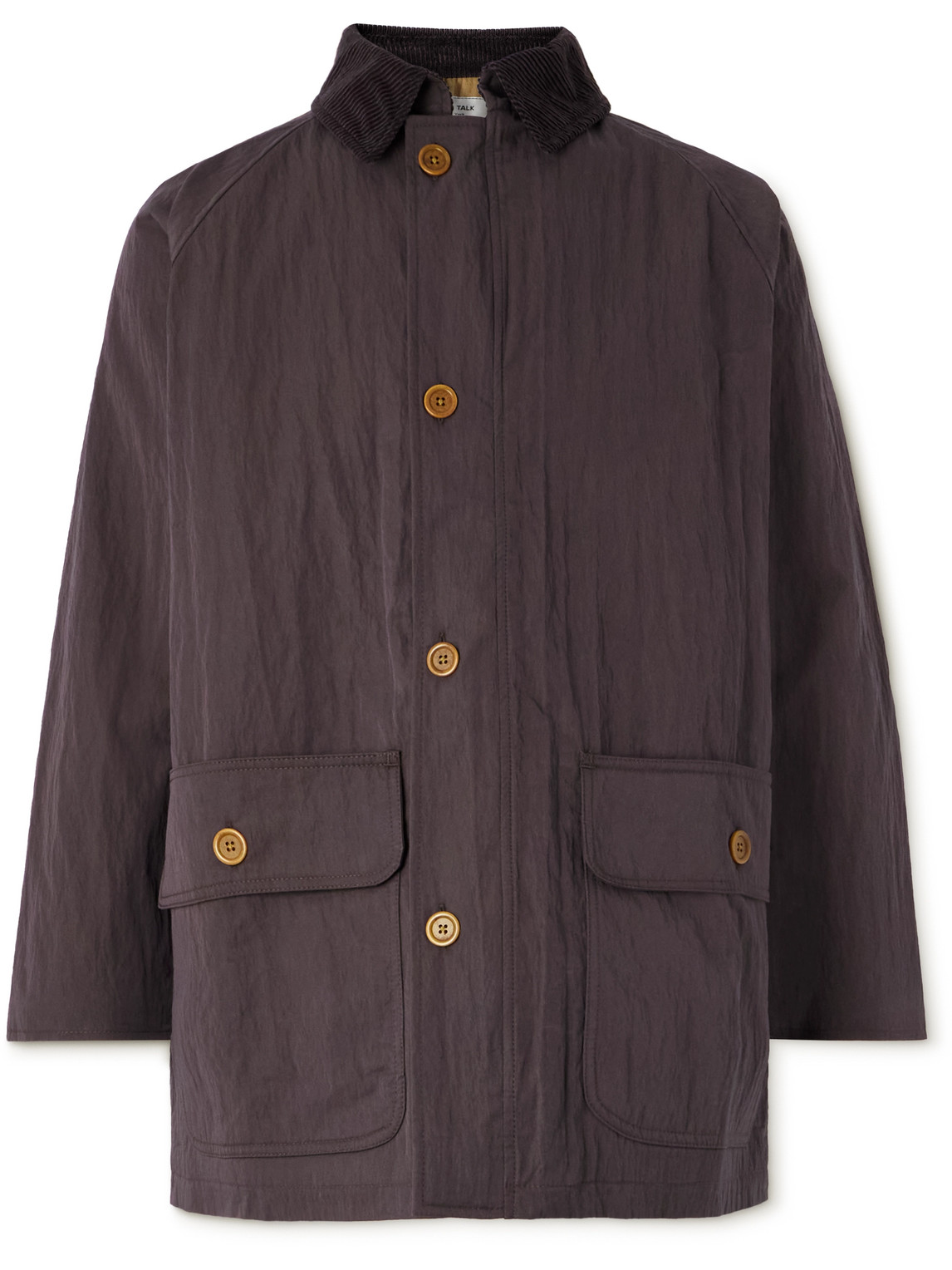 Corduroy-Trimmed Crinkled-Gabardine Jacket