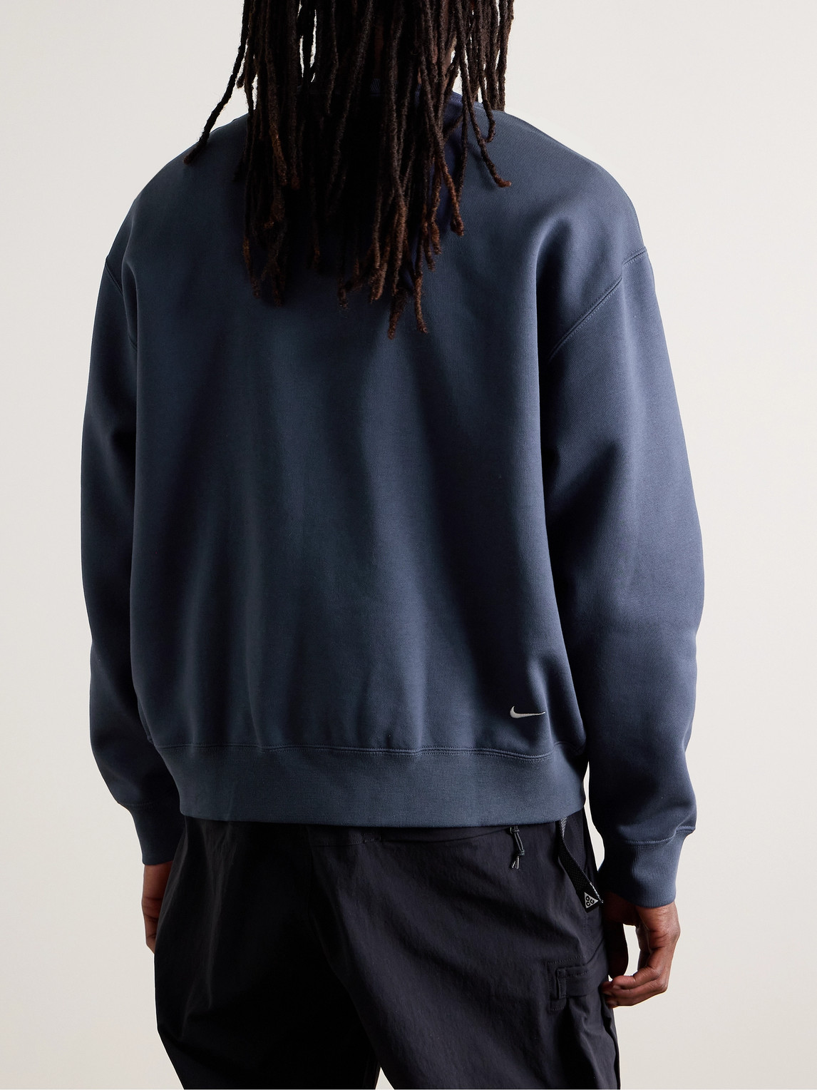 Shop Nike Acg Logo-embroidered Therma-fit Sweatshirt In Blue