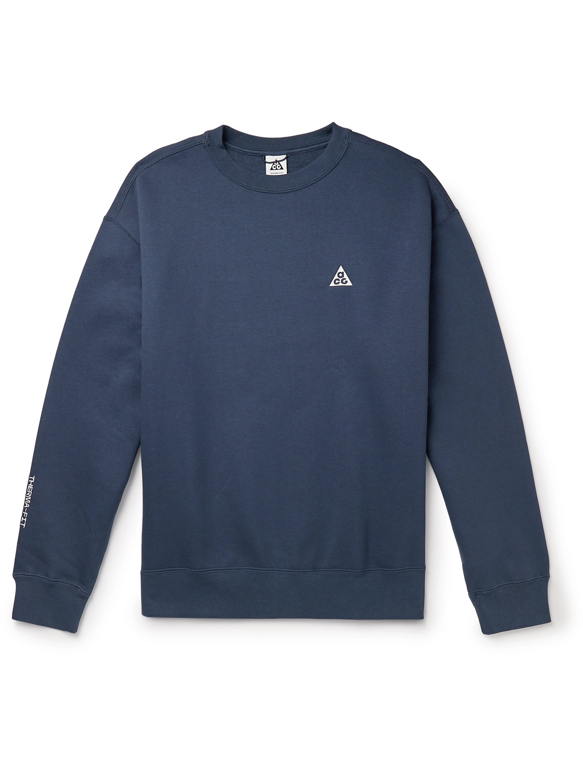 Shop Nike Acg Logo-embroidered Therma-fit Sweatshirt In Blue