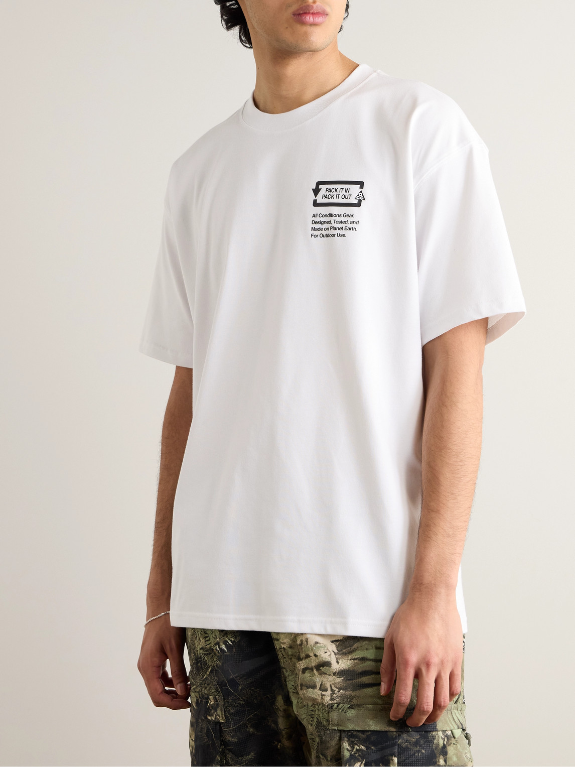 Shop Nike Acg Printed Dri-fit T-shirt In White