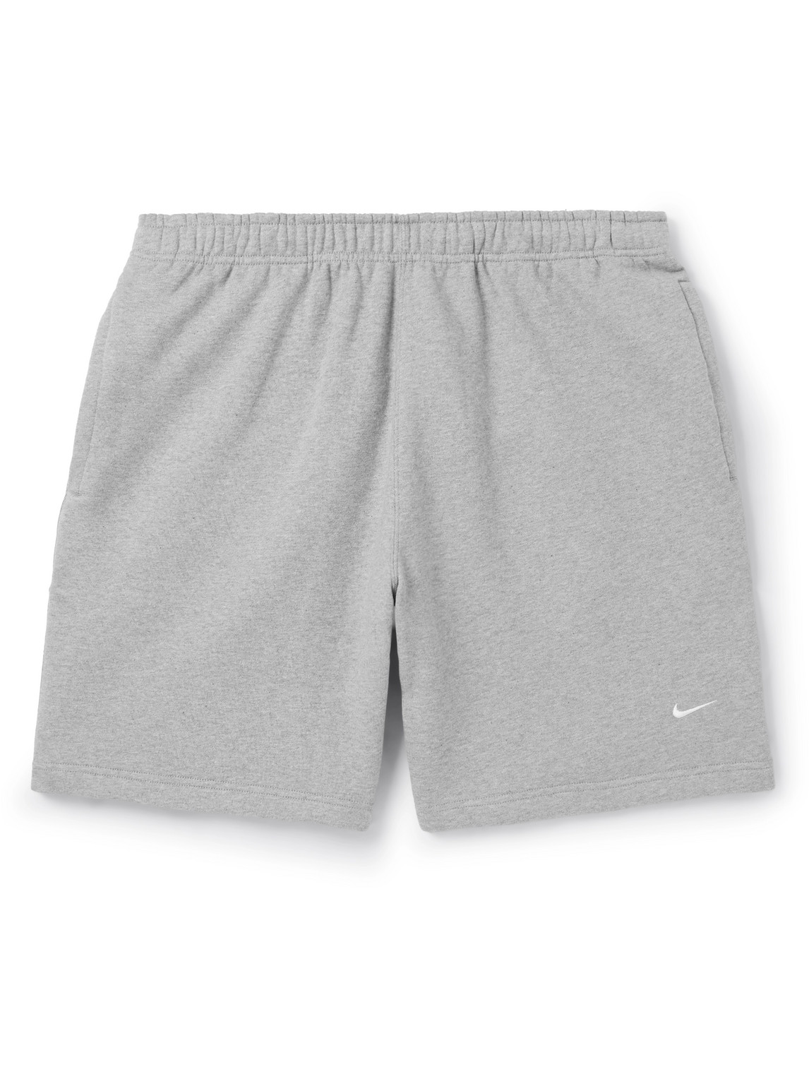 Nike Solo Swoosh Straight-leg Logo-embroidered Cotton-blend Jersey Shorts In Gray