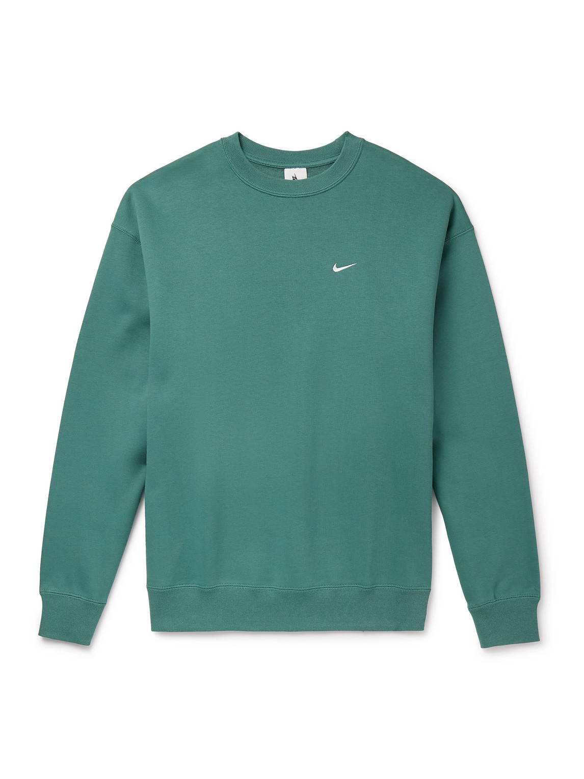 Shop Nike Solo Swoosh Logo-embroidered Cotton-blend Jersey Sweatshirt In Green