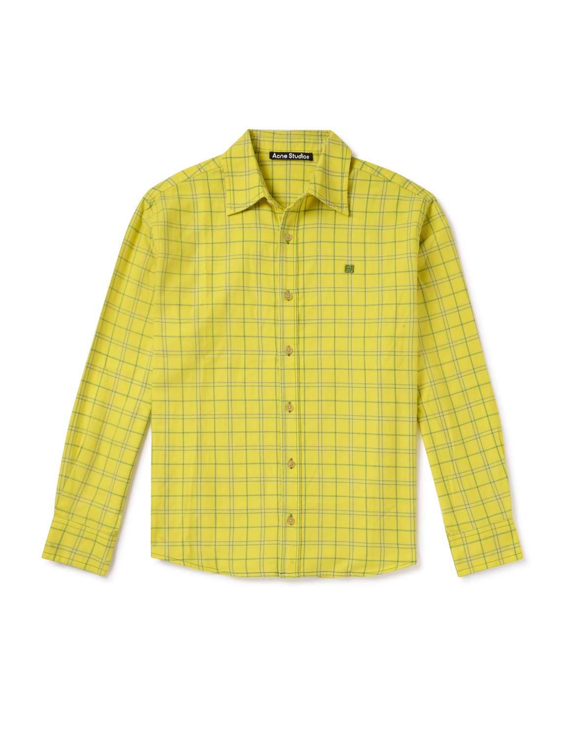 Acne Studios Sarlie Logo-appliquéd Checked Cotton-flannel Shirt In Yellow