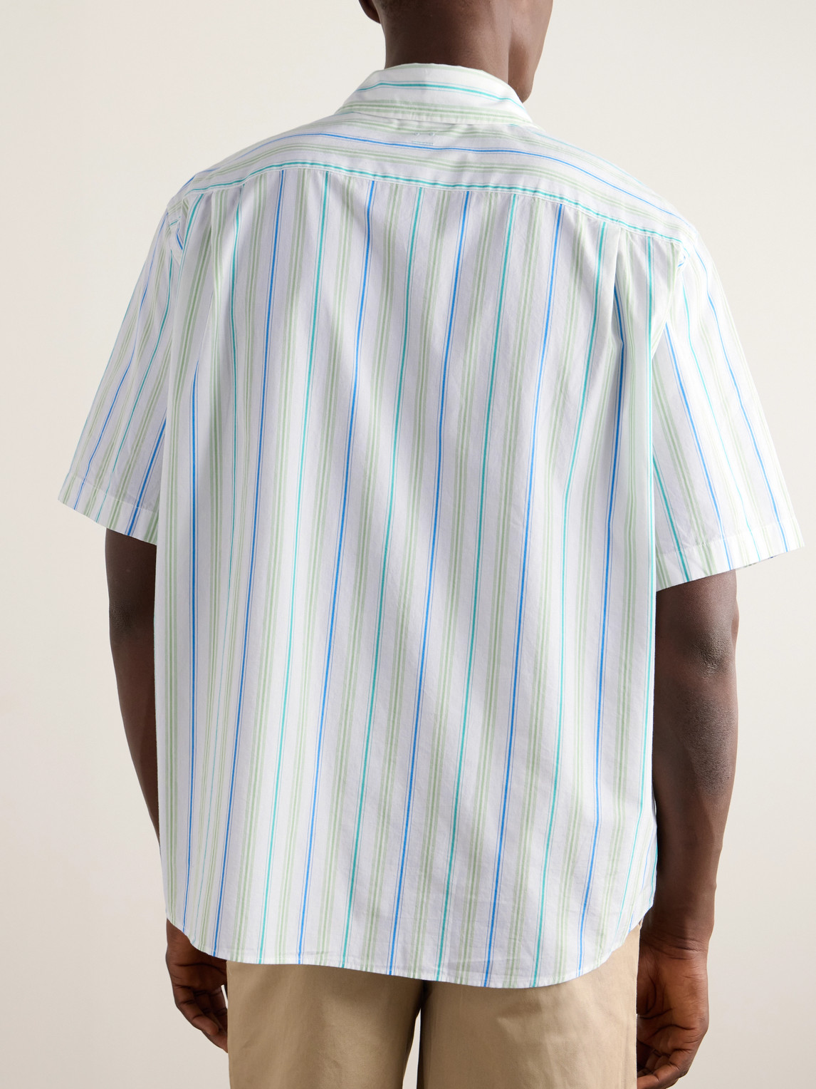 Shop Acne Studios Sarlie Logo-appliquéd Striped Cotton Shirt In Blue
