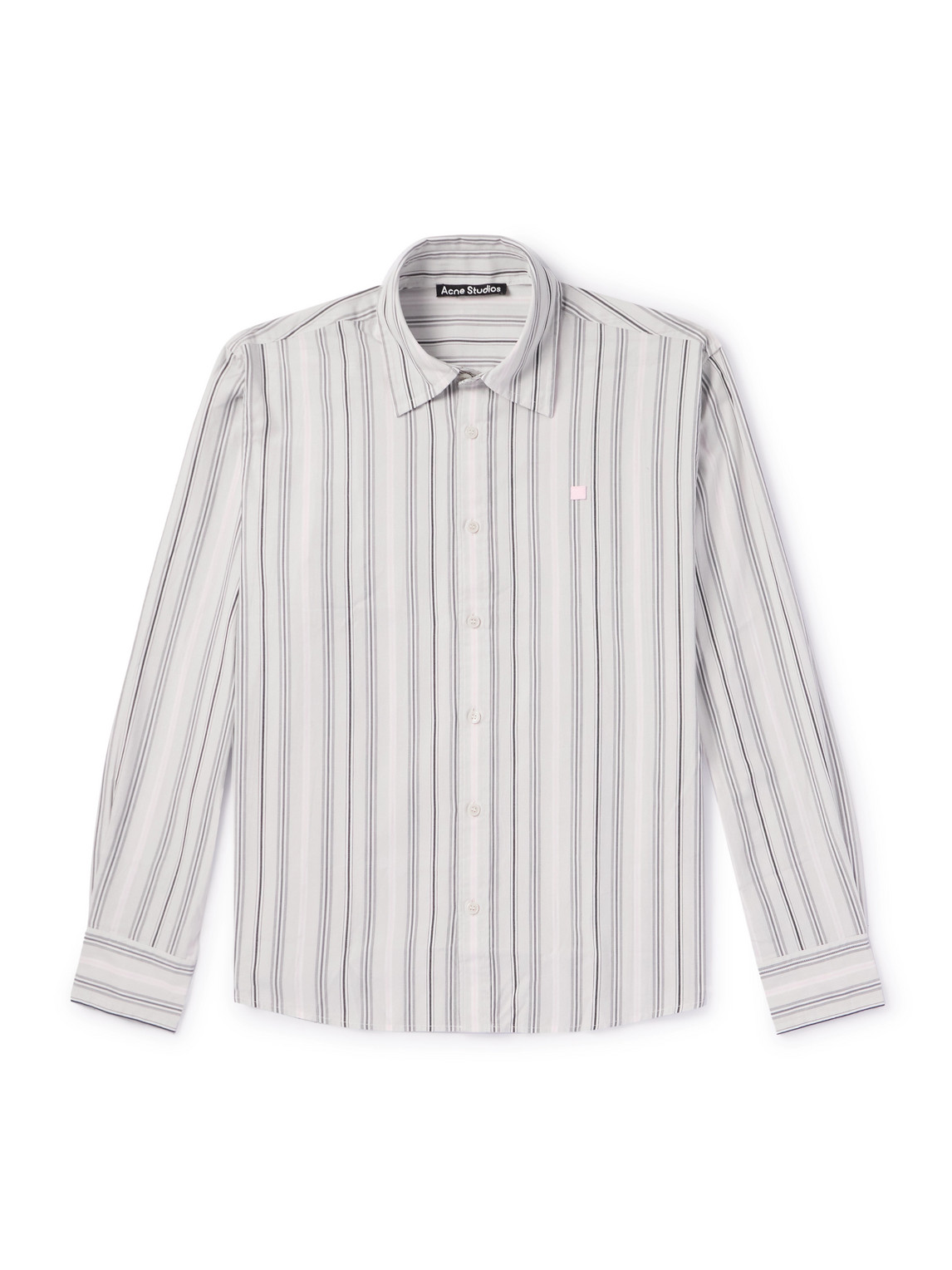 Acne Studios Sarlie Logo-appliquéd Striped Cotton-poplin Shirt In Gray