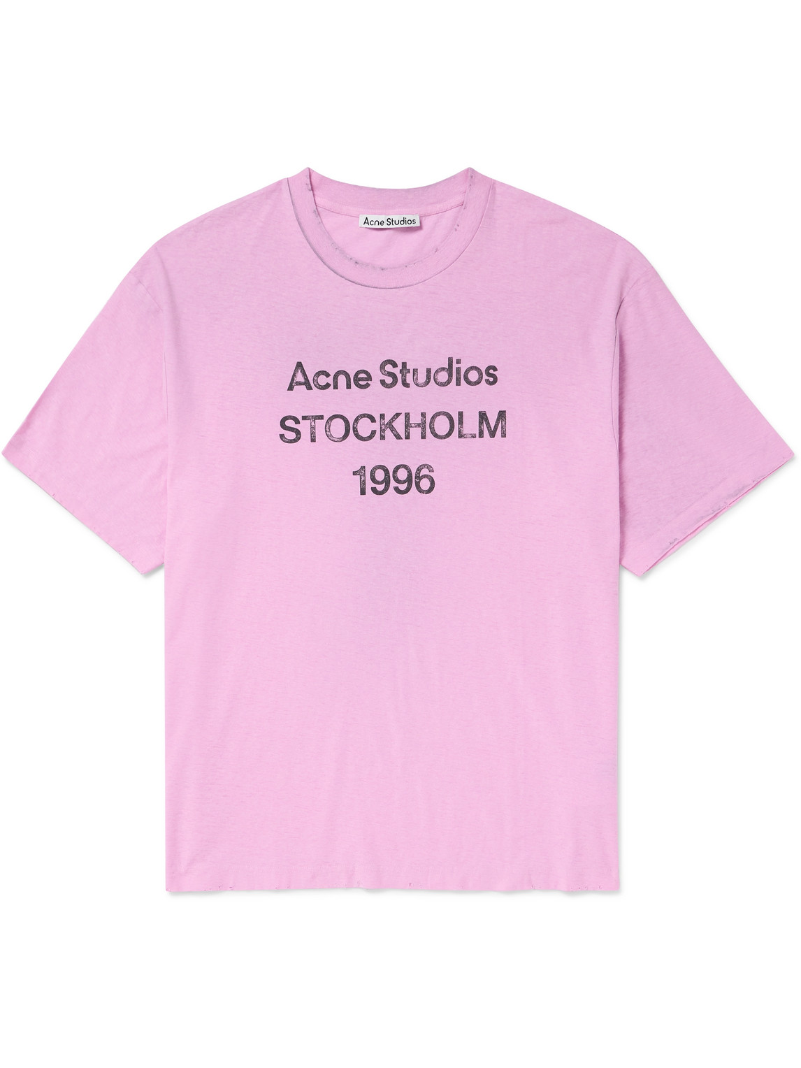 Acne Studios Logo-print Distressed T-shirt In Pink