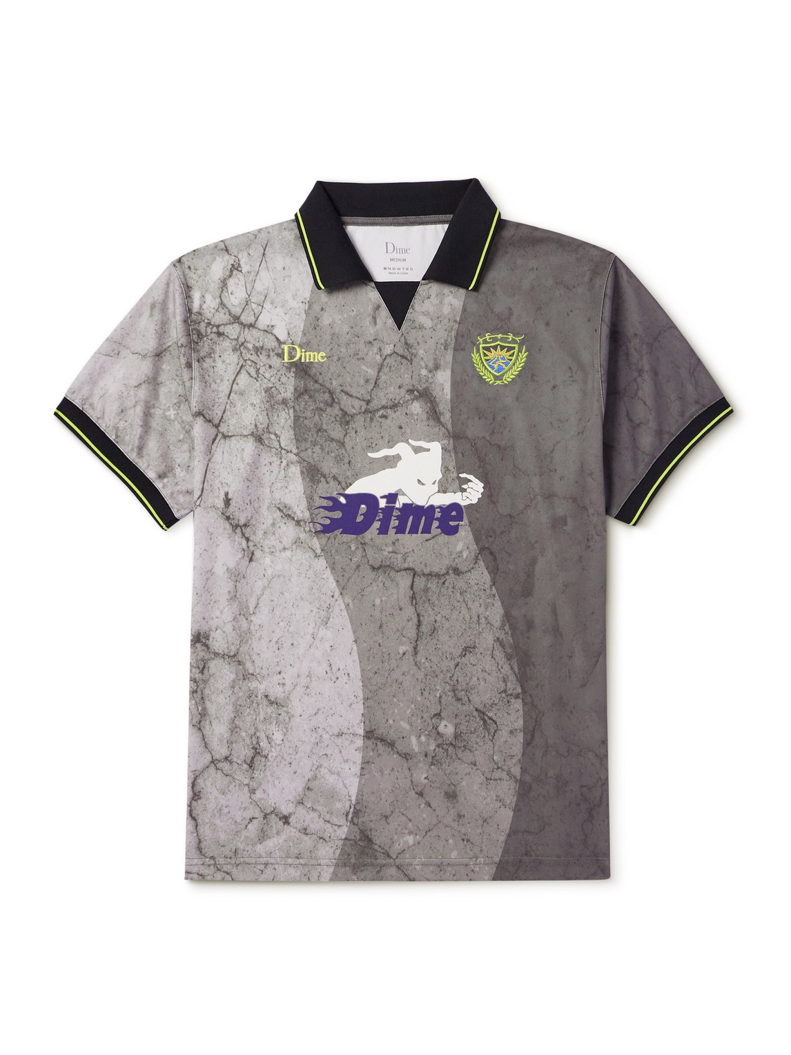 Dime Logo-detailed Printed Mesh Polo Shirt In Gray