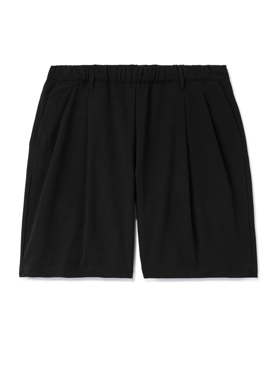 Dime Straight-leg Logo-embroidered Pleated Twill Shorts In Black