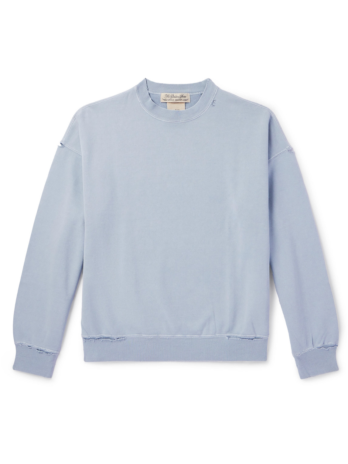 Remi Relief Distressed Cotton-jersey Sweatshirt In Blue