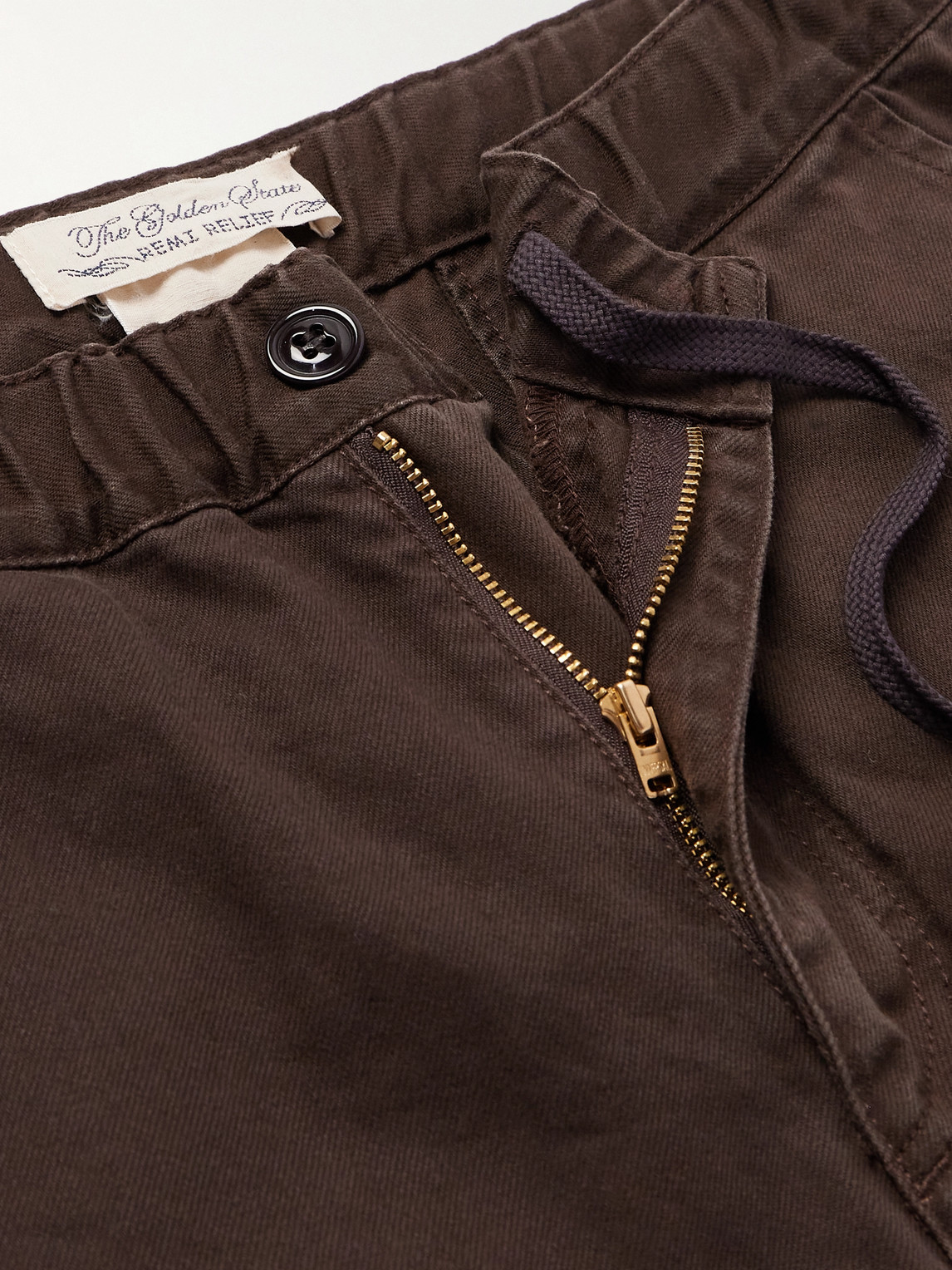 Shop Remi Relief Straight-leg Cotton-twill Trousers In Brown