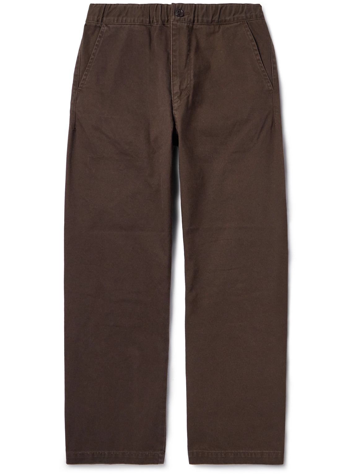 Remi Relief Straight-leg Cotton-twill Trousers In Brown