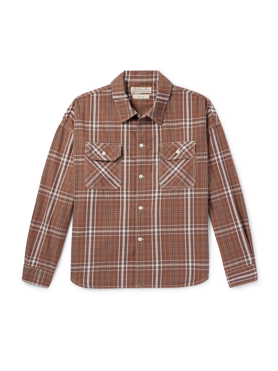 Remi Relief Checked Cotton-twill Shirt In Brown