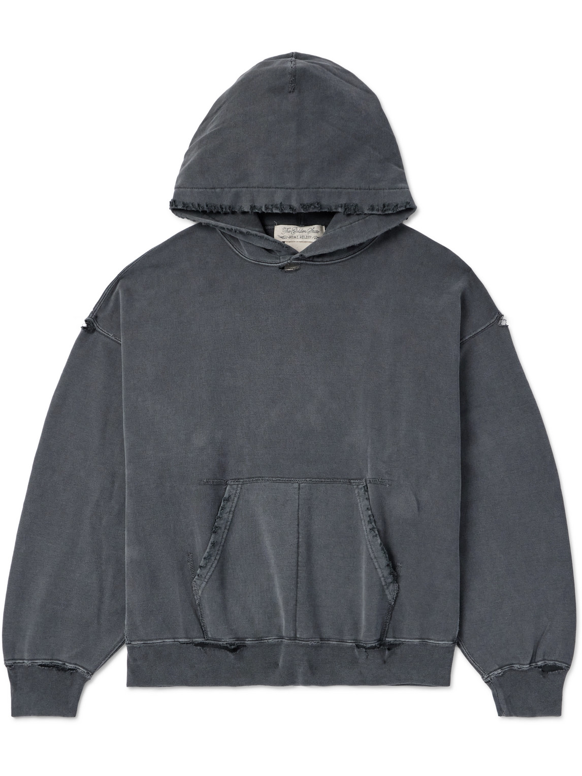 Remi Relief Distressed Cotton-jersey Hoodie In Black