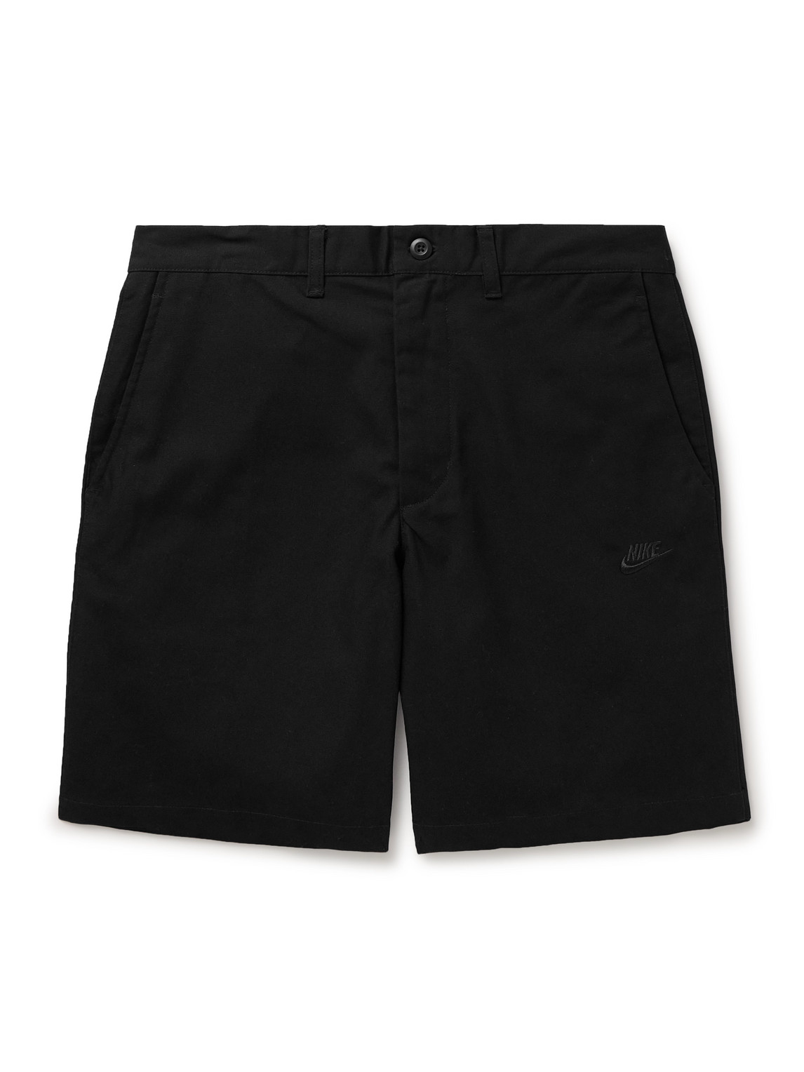 Nike Club Straight-leg Logo-embroidered Cotton-canvas Shorts In Black