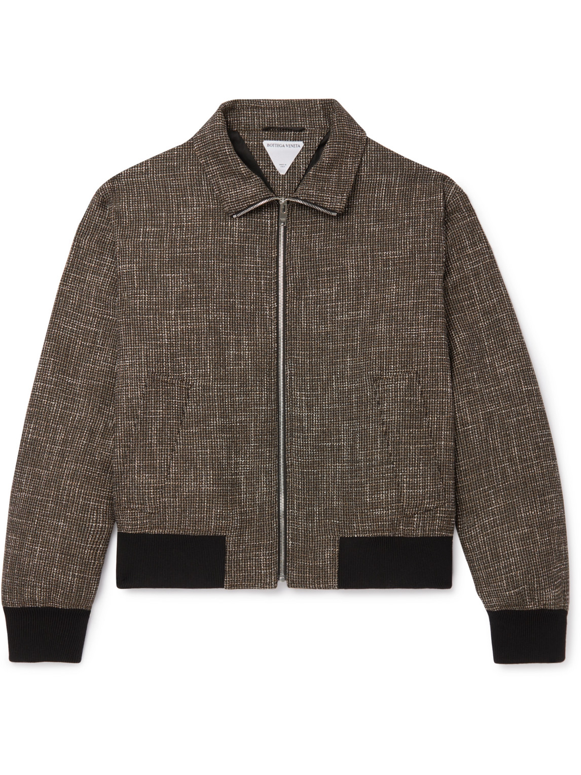 Bottega Veneta Wool-blend Tweed Blouson Jacket In Brown