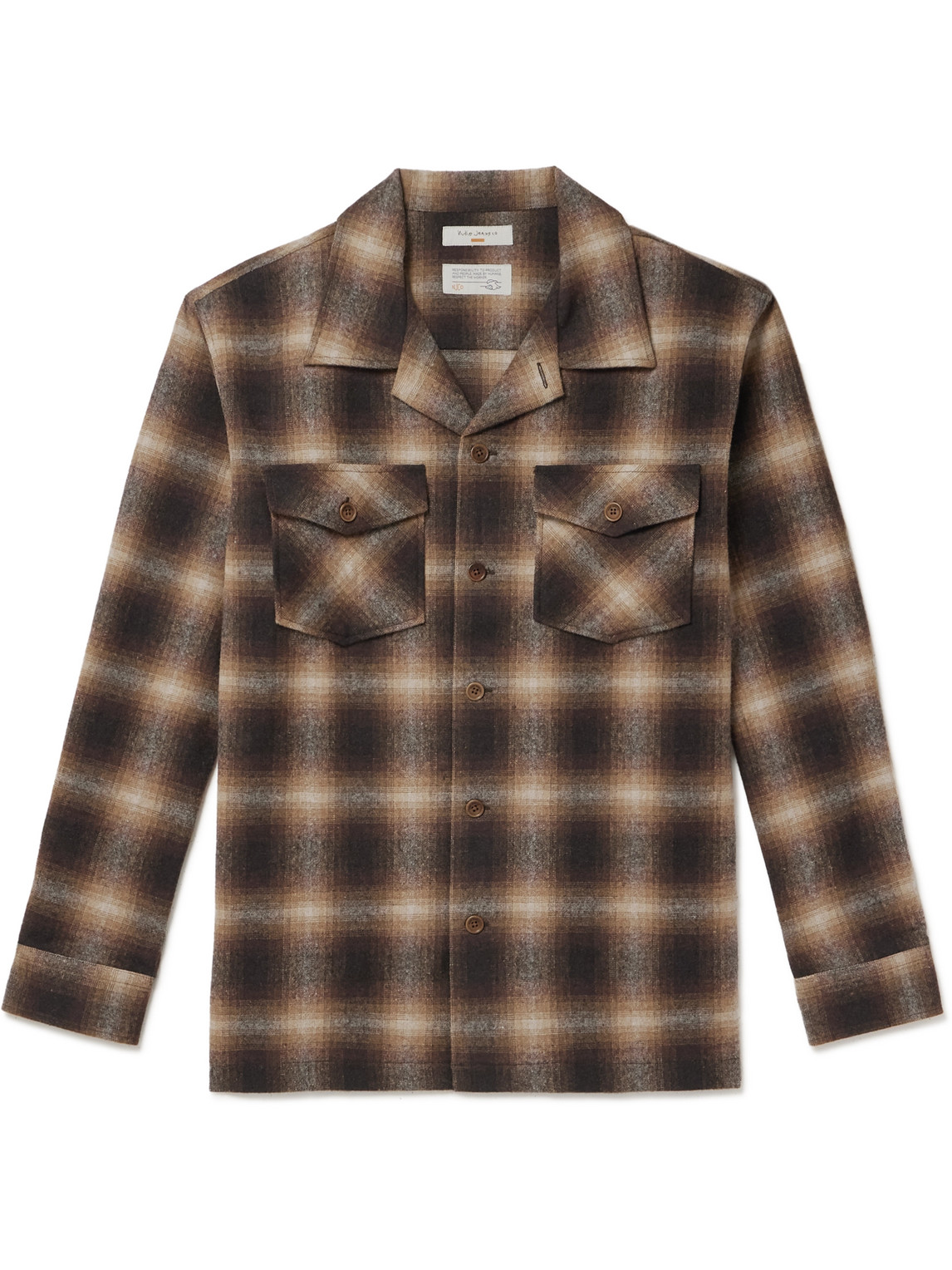 Vincent Camp-Collar Checked Wool-Blend Shirt